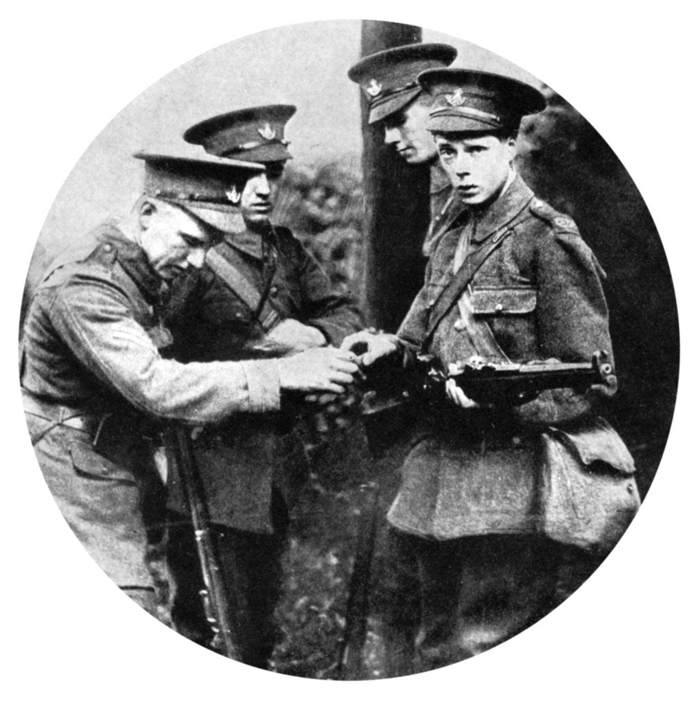 Detail of The Prince of Wales loading a rifle in the Grenadiers, First World War by Anonymous