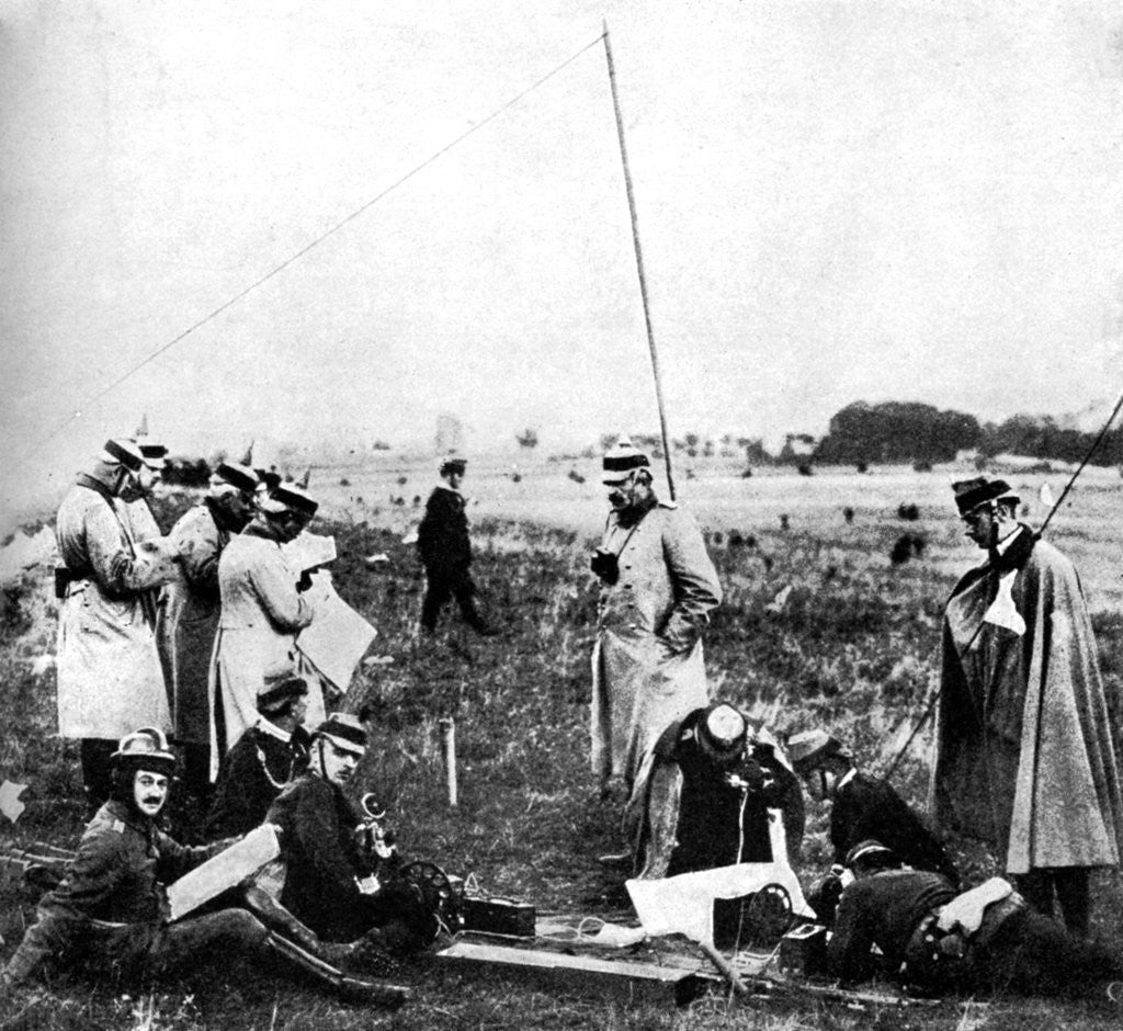 Detail of Company of German scouts receiving telephone instructions, First World War by Anonymous