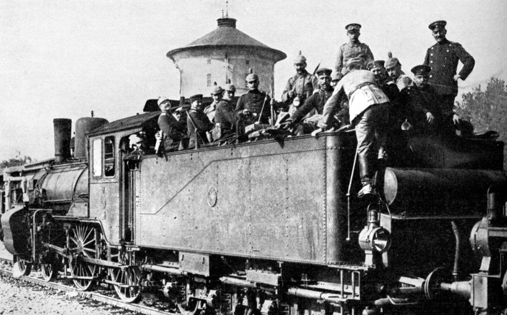 Detail of German troops travelling by train to the eastern front, First World War by Anonymous