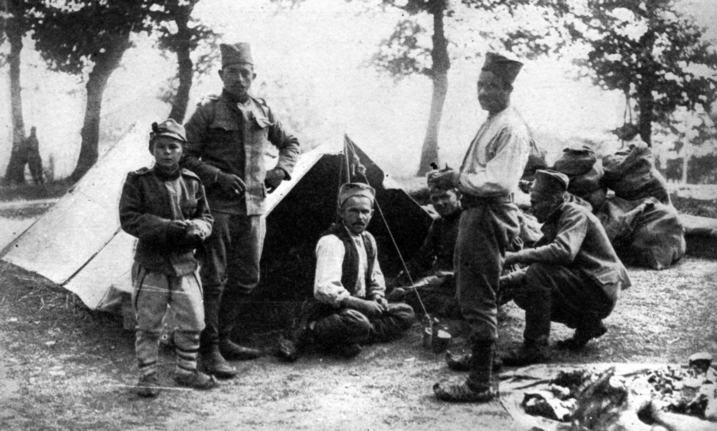 Detail of Serbian soldiers camping, First World War by Anonymous