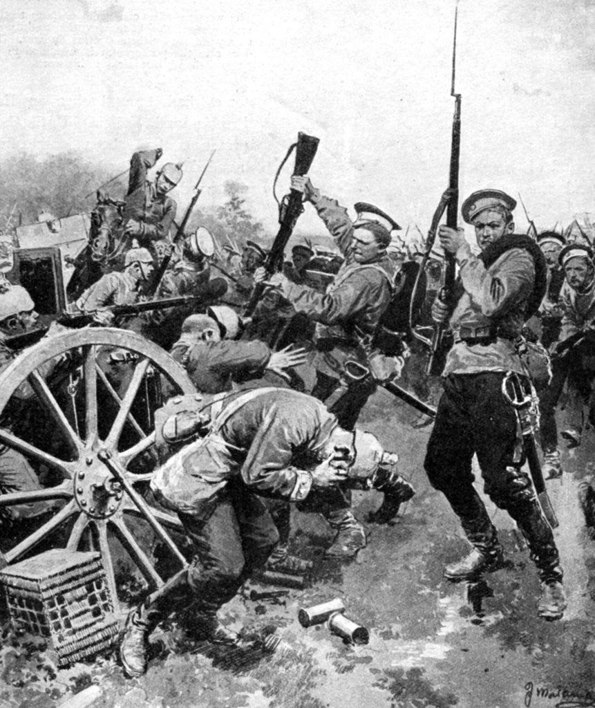 Detail of Cossack attack on German troops, East Prussia, First World War by Anonymous