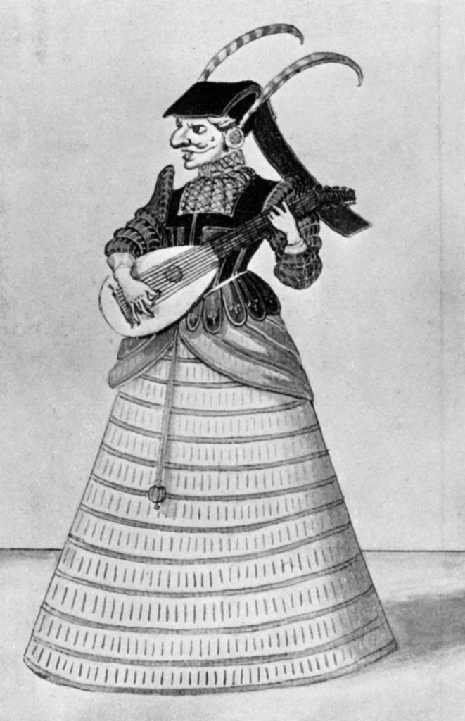Detail of A woman playing a stringed instrument by Daniel Rebel