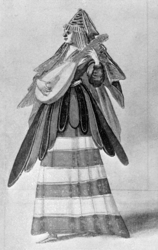 Detail of A woman playing a stringed instrument by Daniel Rebel