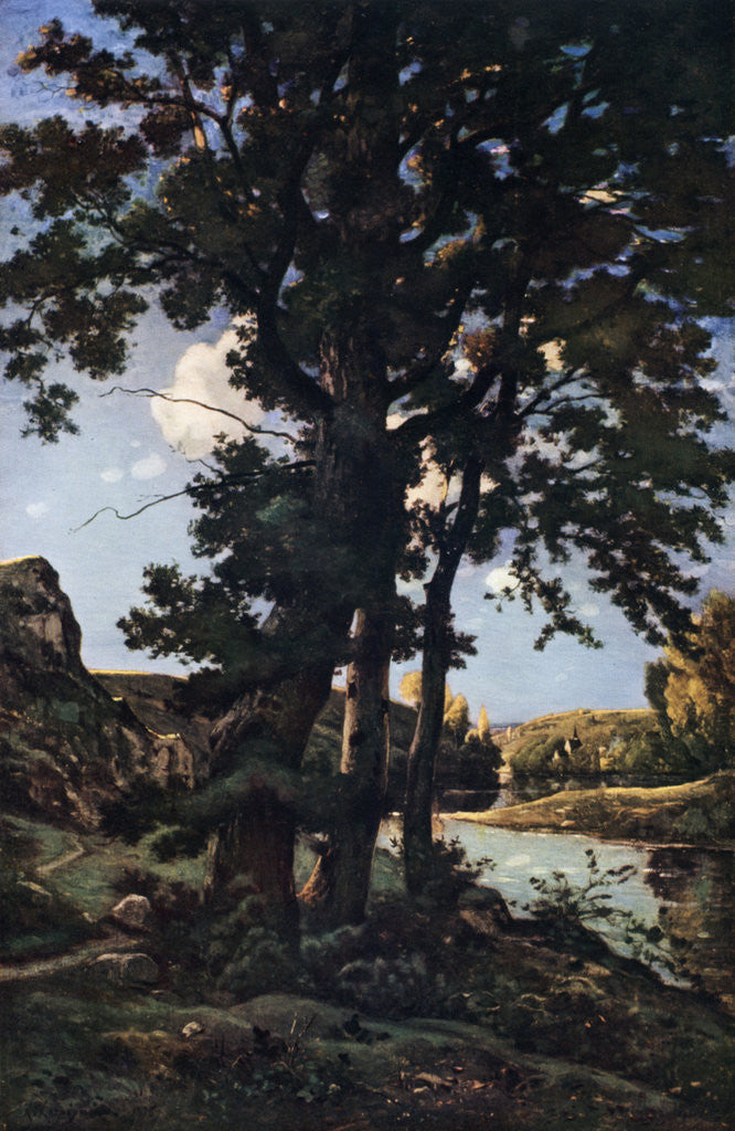 Detail of Oak trees in Chateaunenard, France by Henri-Joseph Harpignies
