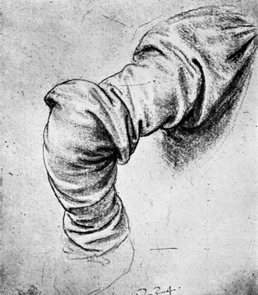 Detail of Study for the sleeve of the right arm of St Peter by Leonardo Da Vinci
