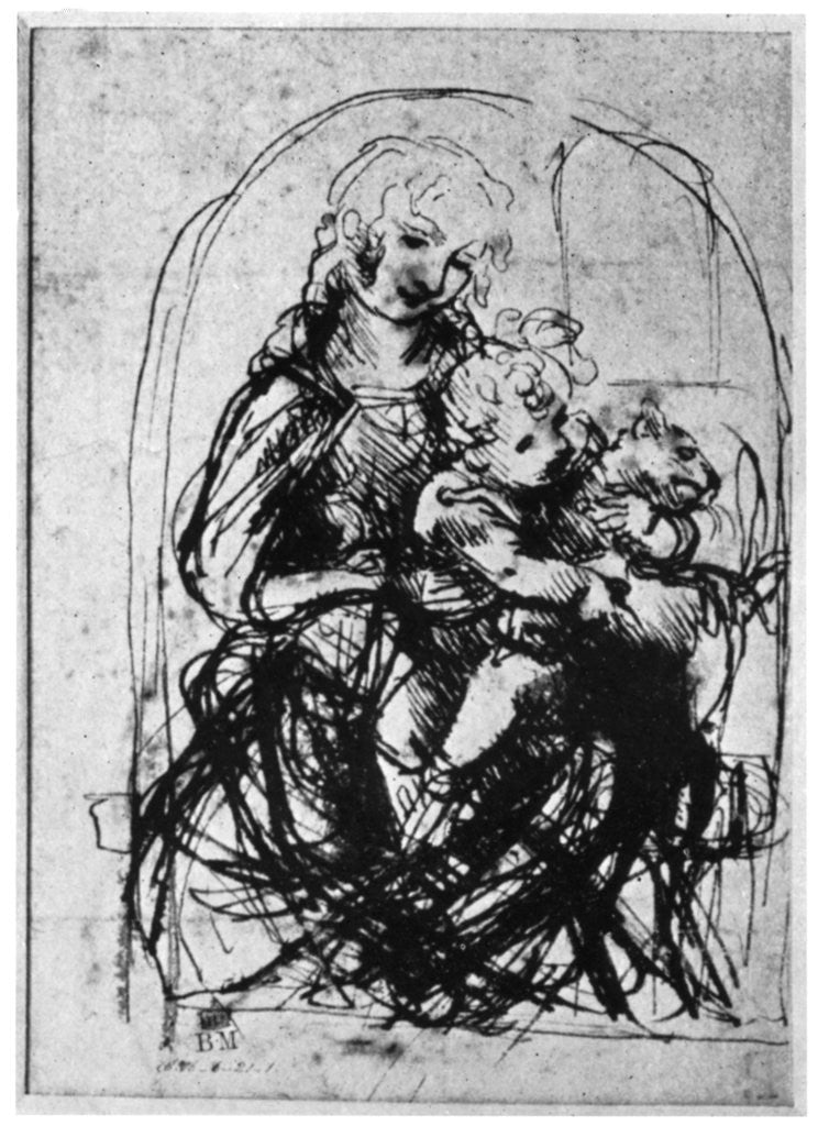 Detail of Studies for a 'Madonna Del Gatto' by Leonardo Da Vinci