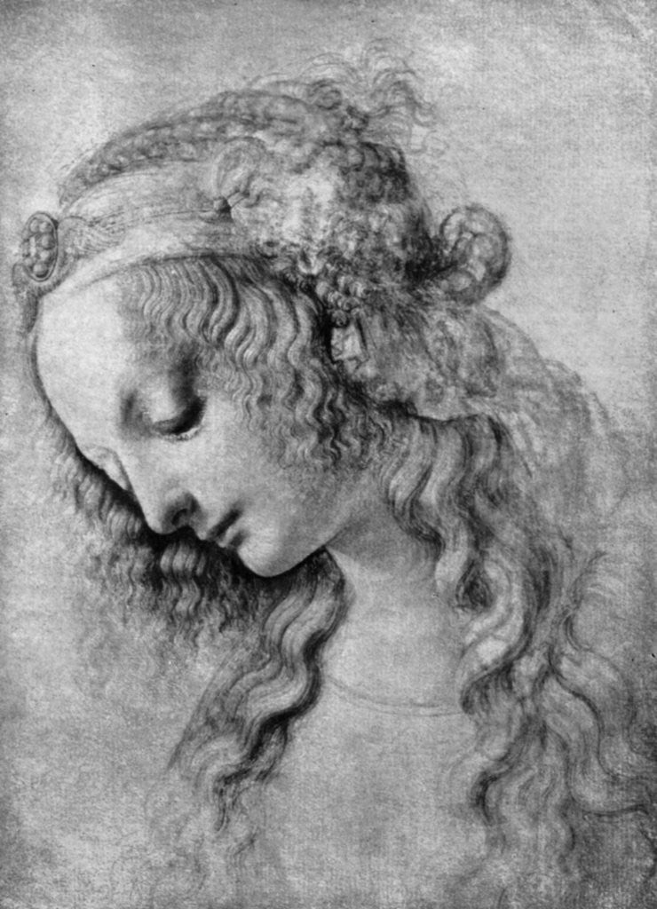 Detail of The head of the Madonna, 15th centuy by Andrea del Verrocchio