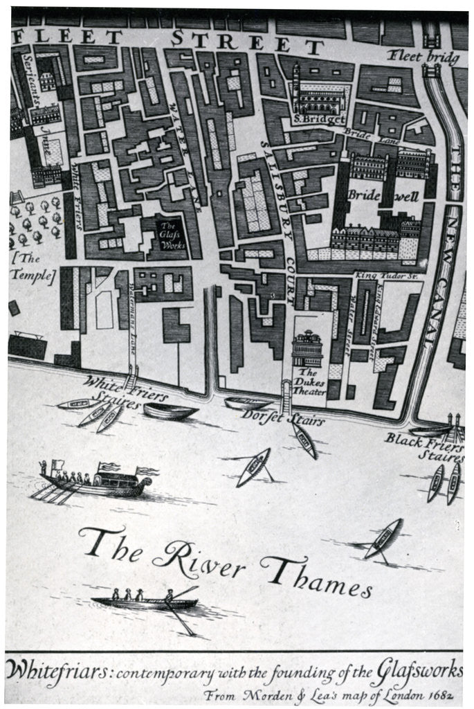 Detail of Map of London featuring Whitefriars by Morden & Lea