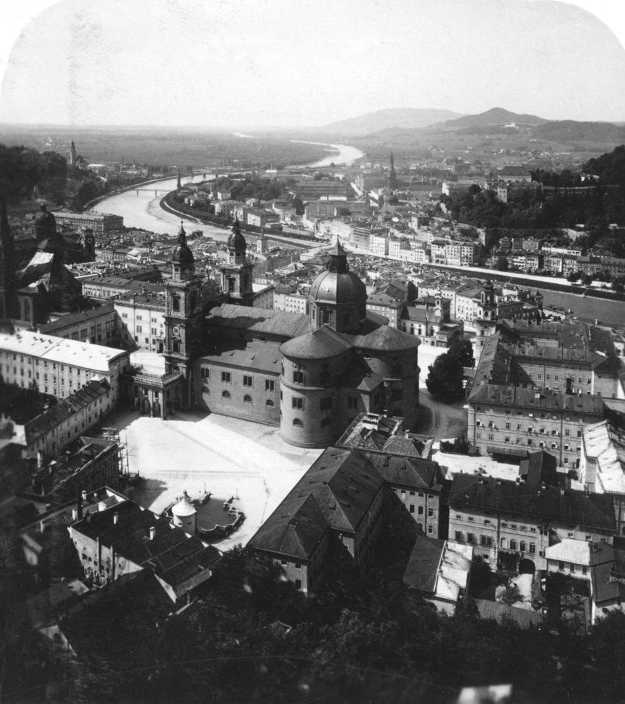 Detail of View of Salzburg from the Hohensalzburg Fortress, Salzburg, Austria by Wurthle & Sons