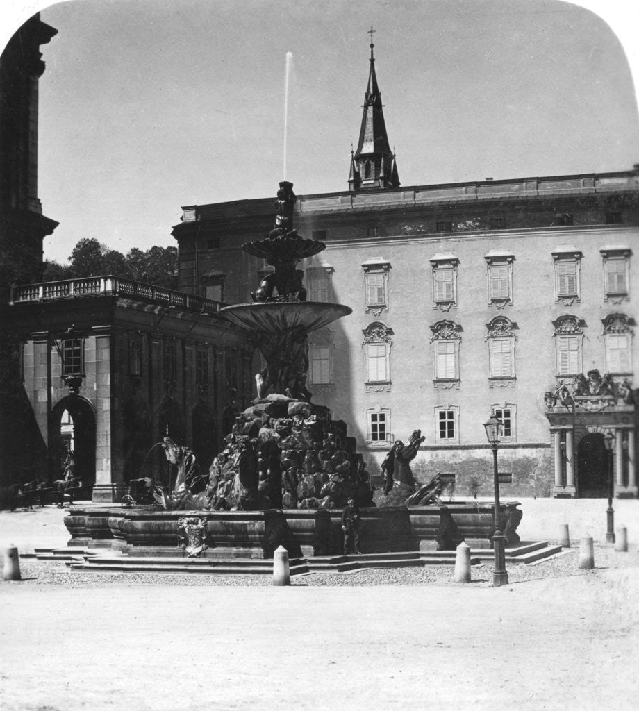 Detail of Court fountain and residence, Salzburg, Austria by Wurthle & Sons