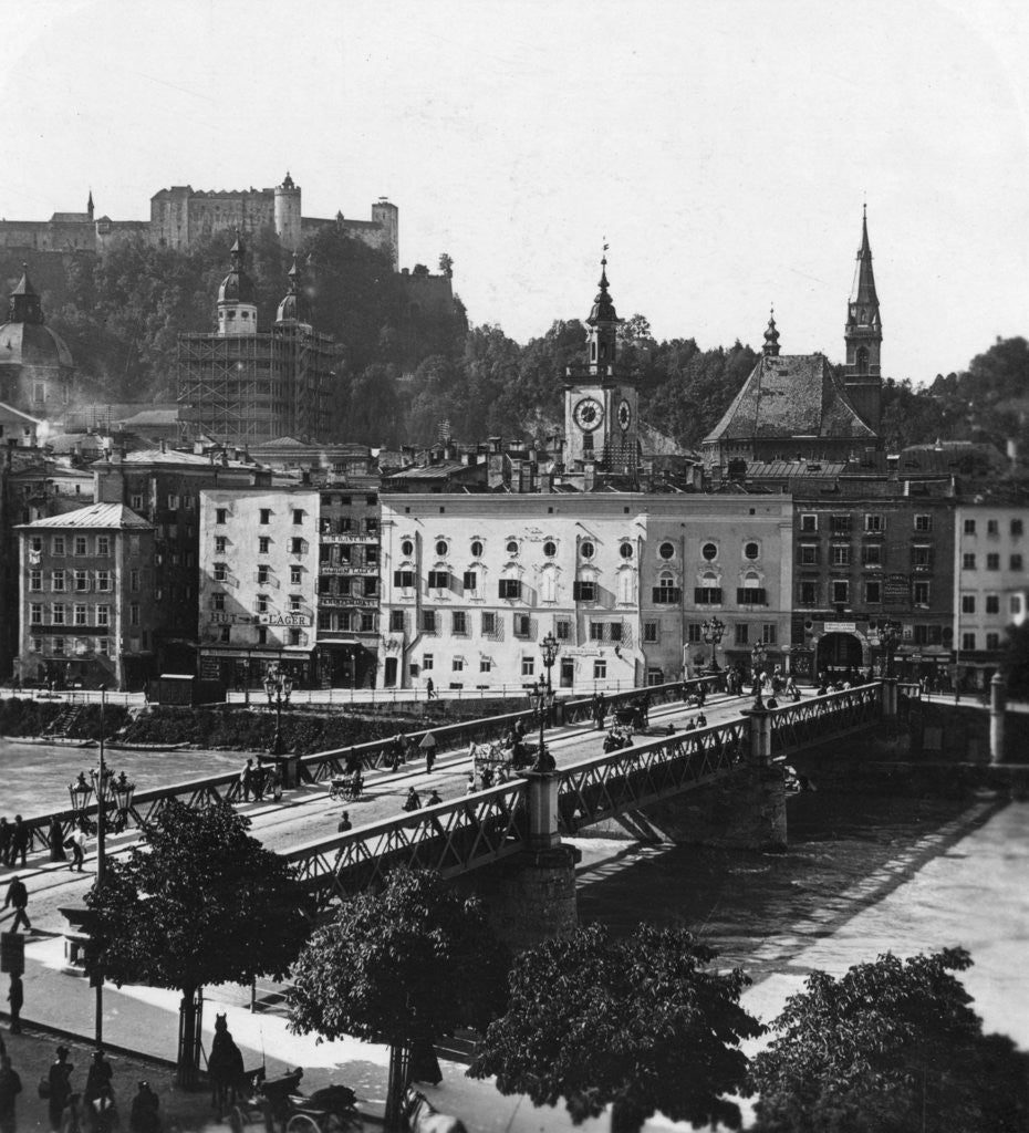 Detail of Bridge over the Salzach, Salzburg, Austria by Wurthle & Sons
