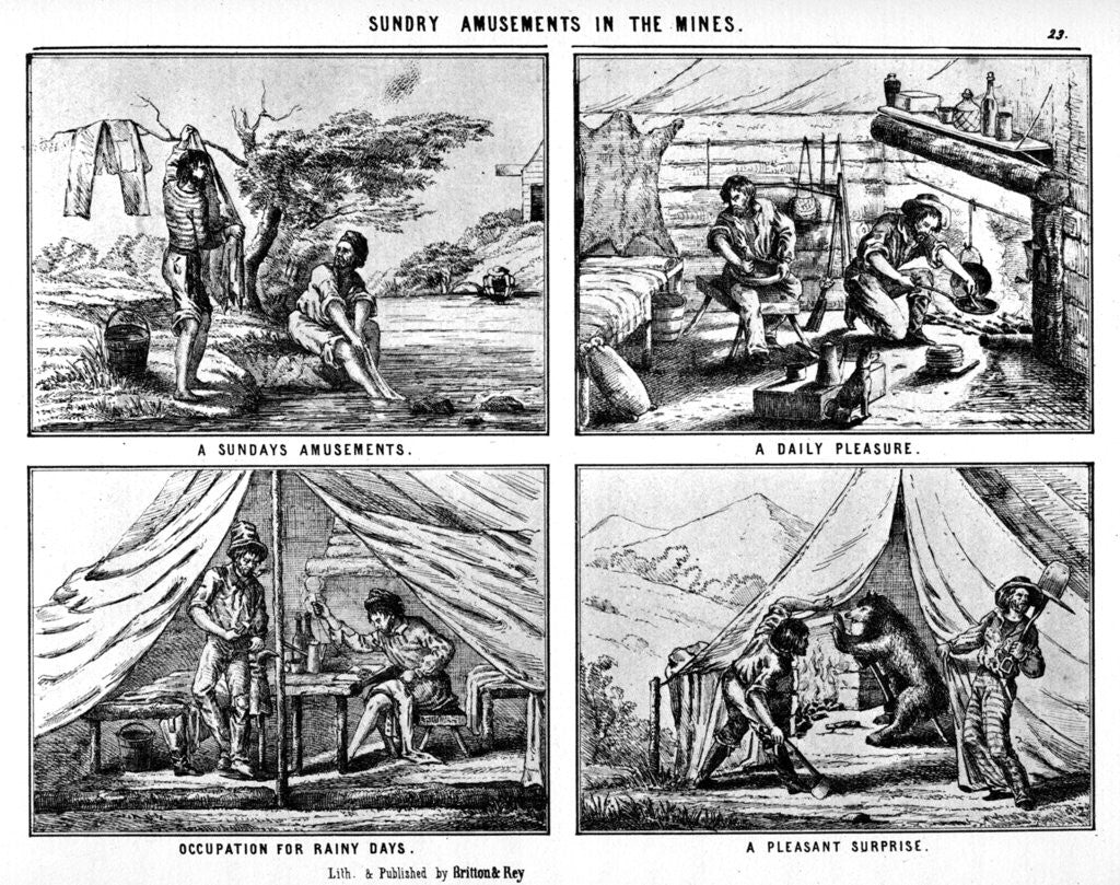 Detail of Sunday Amusements in the Mines by Britton & Rey