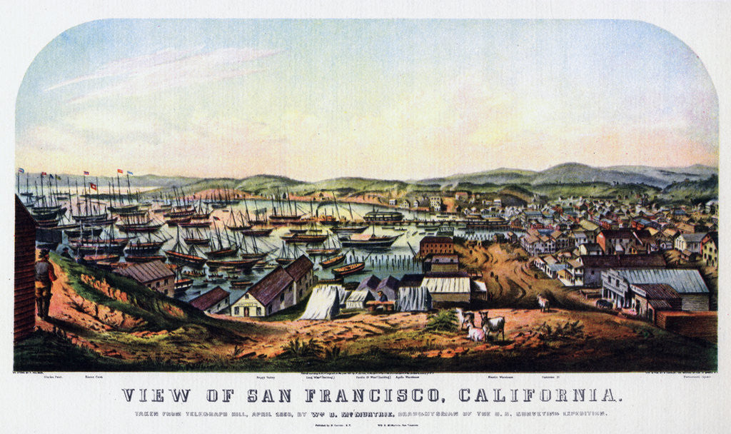 Detail of San Francisco, California by Nathaniel Currier