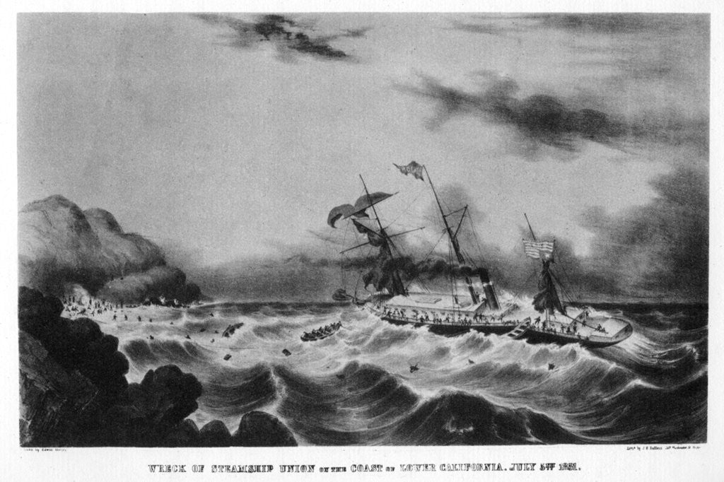 Detail of The wreck of the steamship 'Union' on the coast of lower California by John Henry Bufford