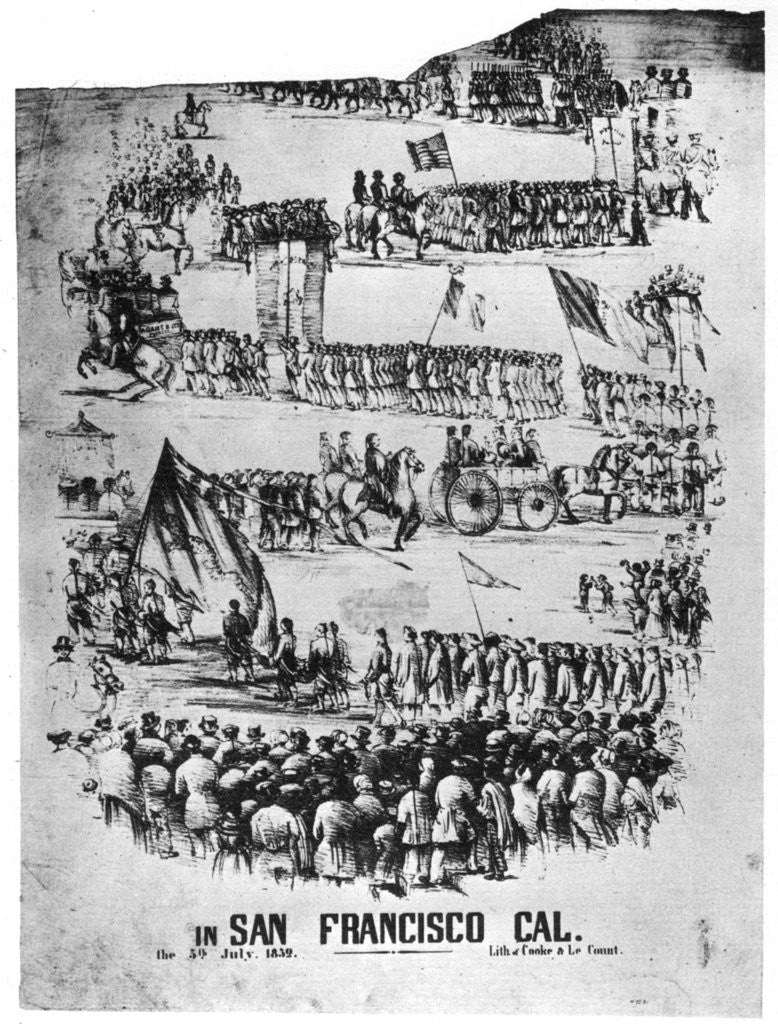 Detail of Celebration of the Fourth of July in San Francisco, California by Cooke & Le Count