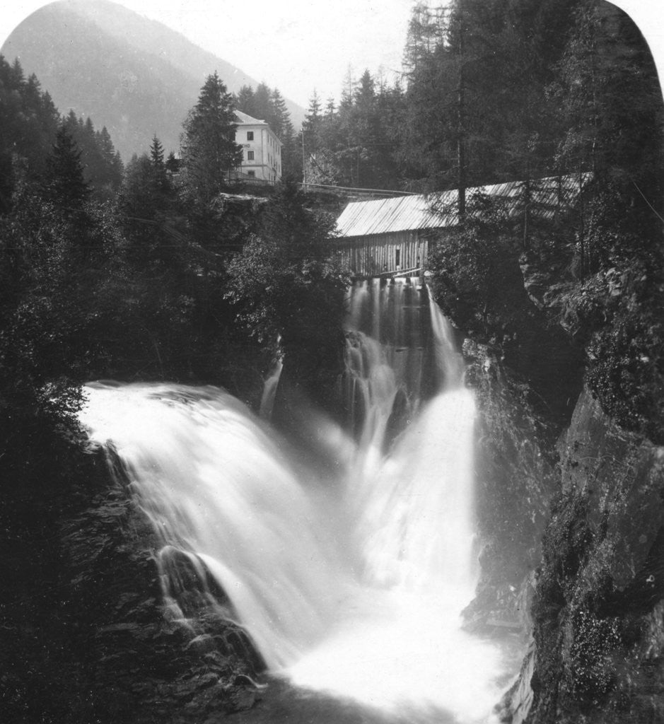 Detail of The waterfall at Badgastein, Austria by Wurthle & Sons
