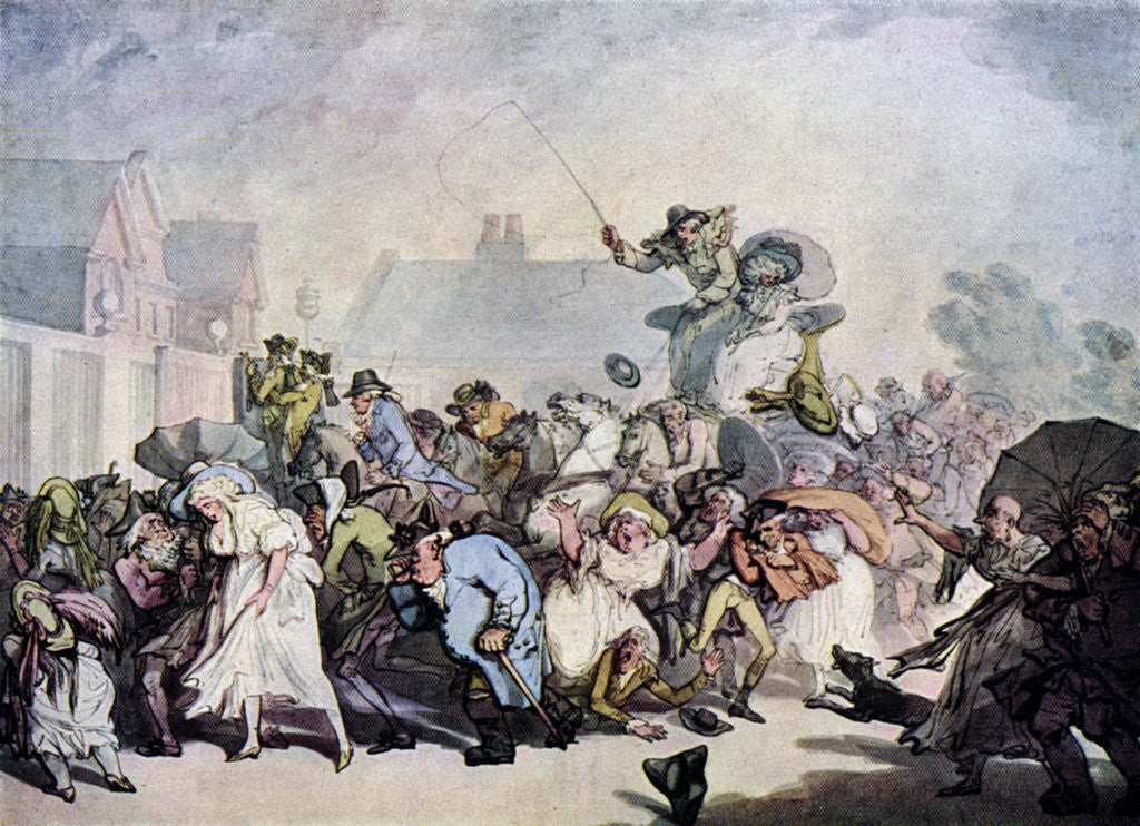 Detail of A Squall in Hyde Park by Thomas Rowlandson