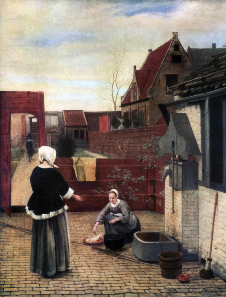Detail of A Woman and her Maid in a Courtyard by Pieter de Hooch
