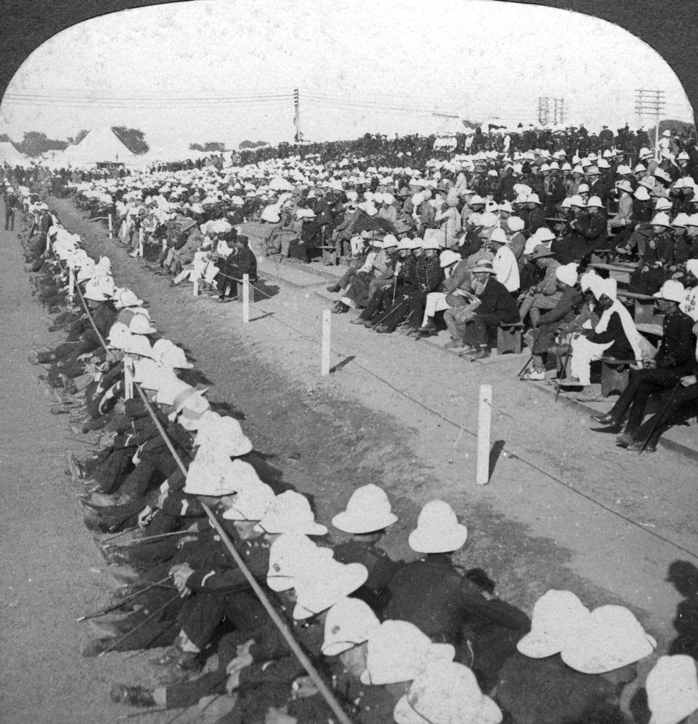Detail of Watching a football match between the Lancashire Fusiliers and Border regiments, Delhi by HD Girdwood