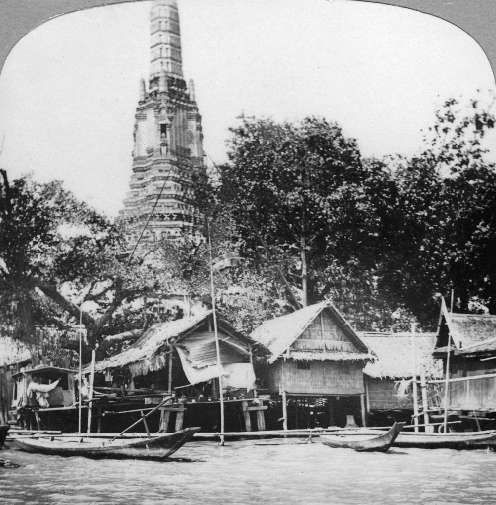 Dhows and houses on the Chao Phraya River, Bangkok, Thailand by Anonymous