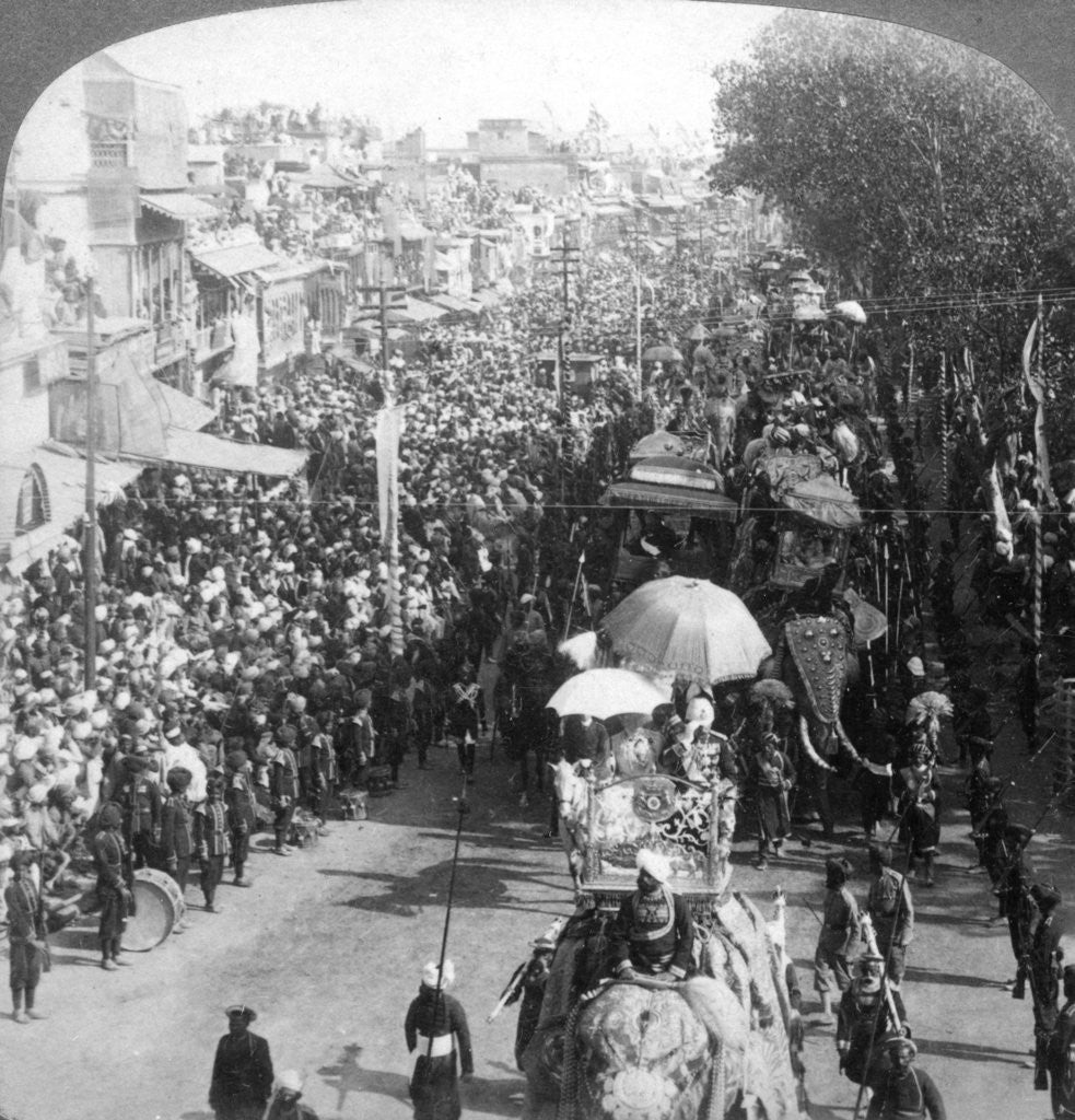 Detail of The Duke and Duchess of Connaught and in the great Durbar procession, Delhi, India by Underwood & Underwood