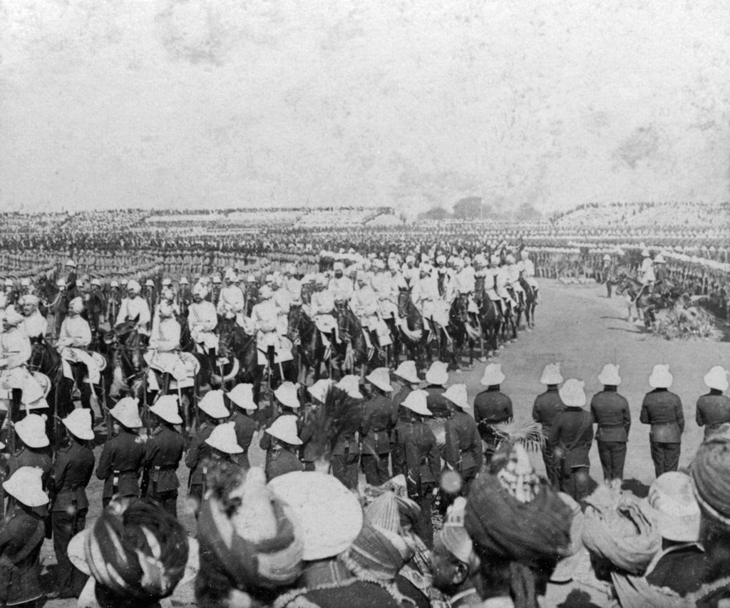 Detail of The Imperial Cadet Corps escorting their majesties into the Durbar arena, Delhi, India by HD Girdwood