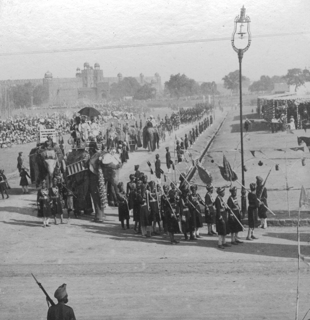 Detail of Maharajahs rounding Jumma Muisjid, Delhi, India by HD Girdwood