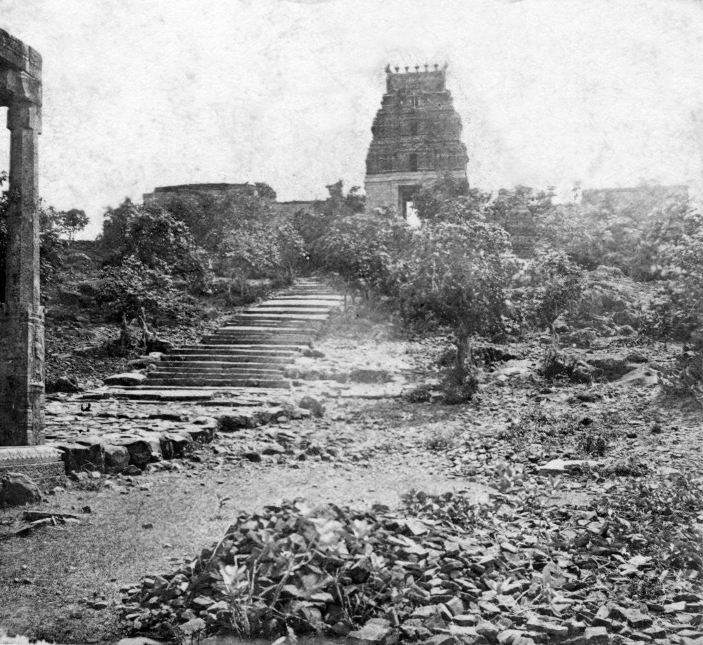 Detail of A ruined temple near Madras, India by Anonymous