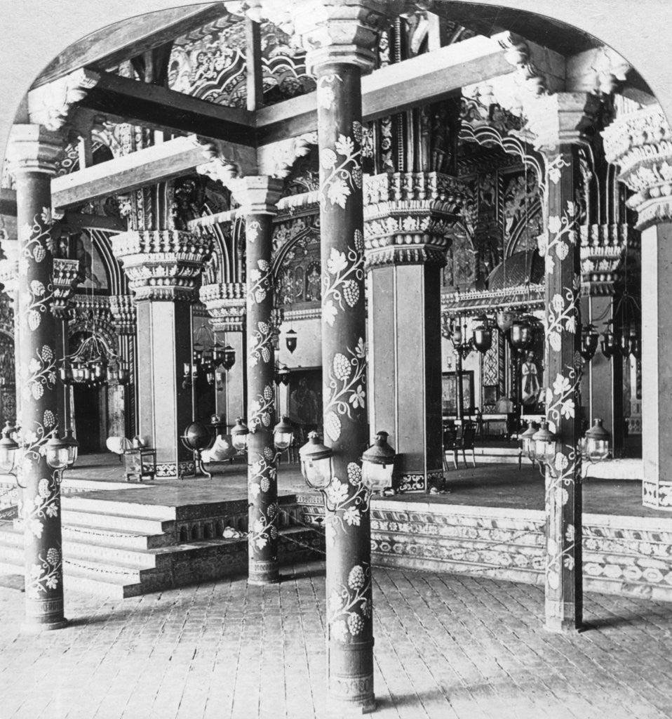 Detail of The Mahratta durbar hall, Palace of the Princess of Tanjore, Tanjore (Thanjavur), India by BL Singley