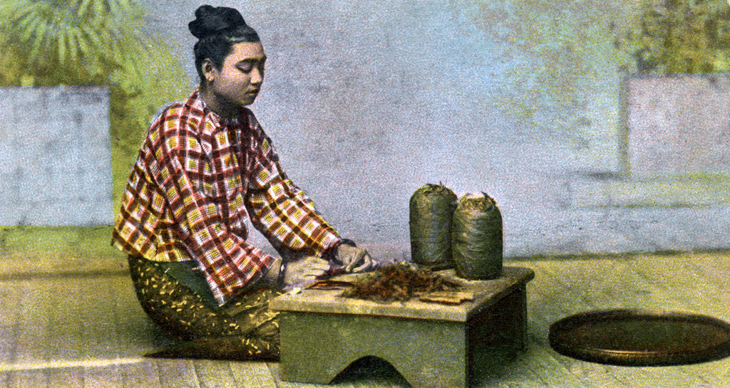 Detail of A Burmese woman making cigars by Anonymous