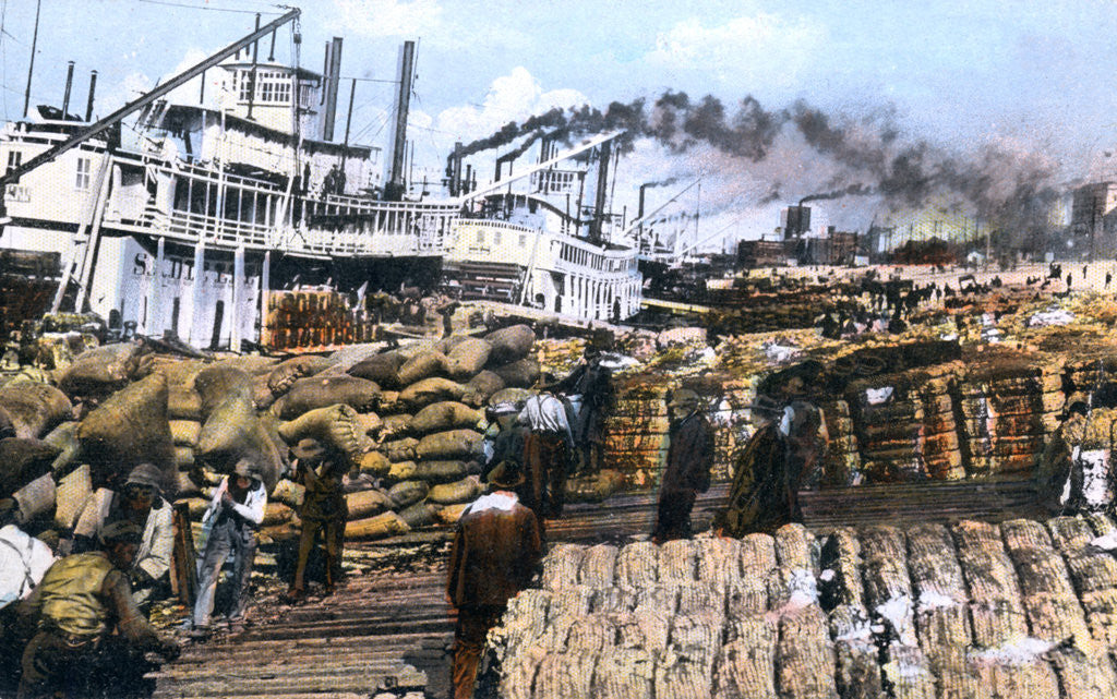 Detail of Loading cotton onto a ship, Memphis, Tennessee, USA by Anonymous