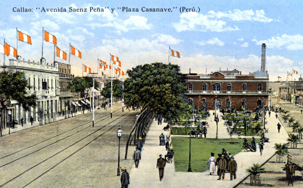 Detail of Avenida Saenz Pena and Plaza Casanave, Callao, Peru by Anonymous