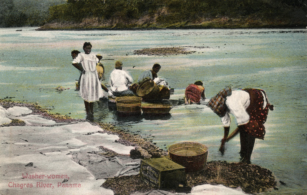 Detail of Washerwomen, Charges River, Panama by Anonymous