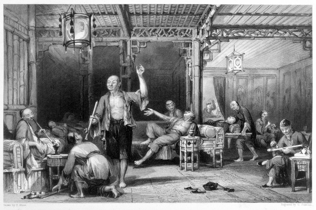 Detail of Chinese opium smokers by Thomas Allom