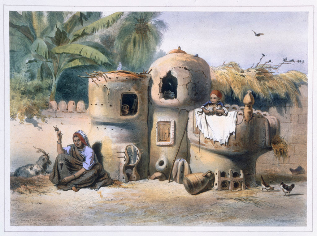 Detail of Peasant dwellings in Upper Egypt by Eugene Leroux