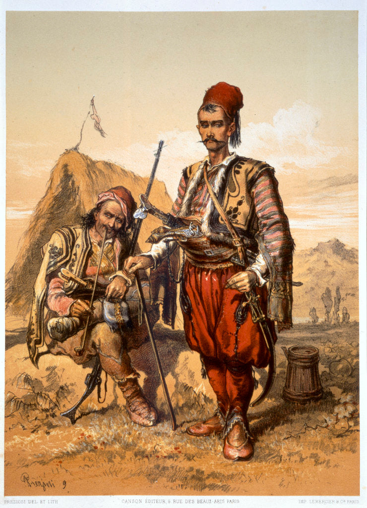 Detail of Turkish foot soldiers in the Ottoman army by Amadeo Preziosi