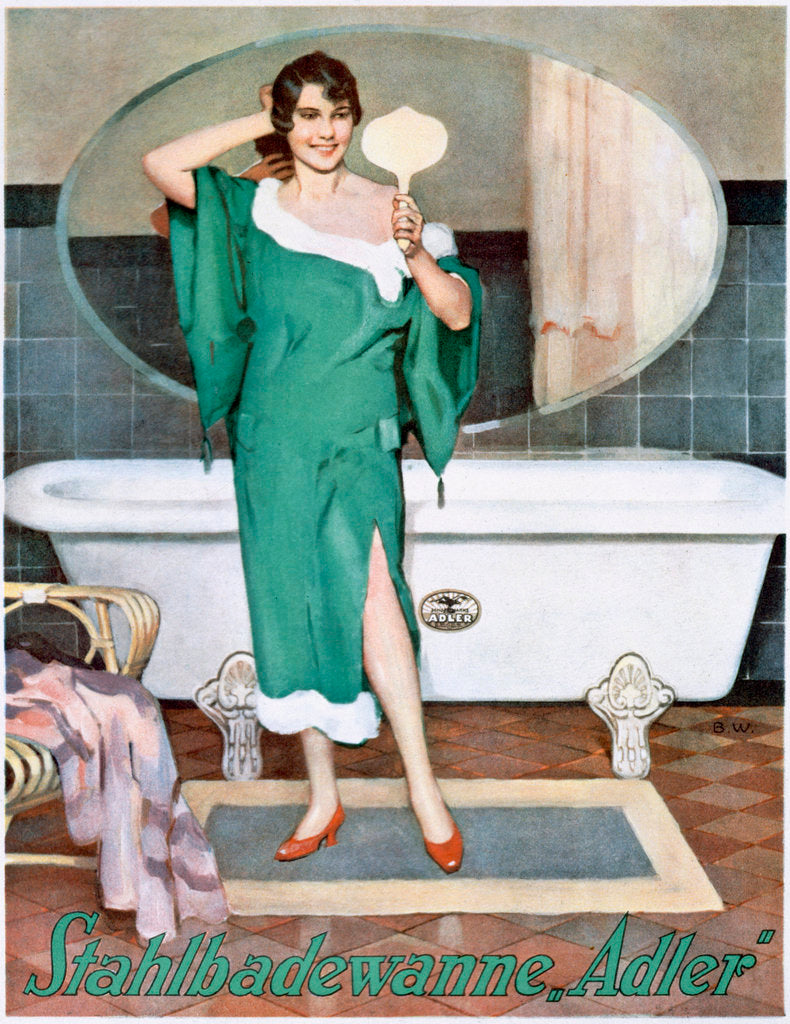Detail of German advertisement for 'Adler' steel bathtubs by Anonymous