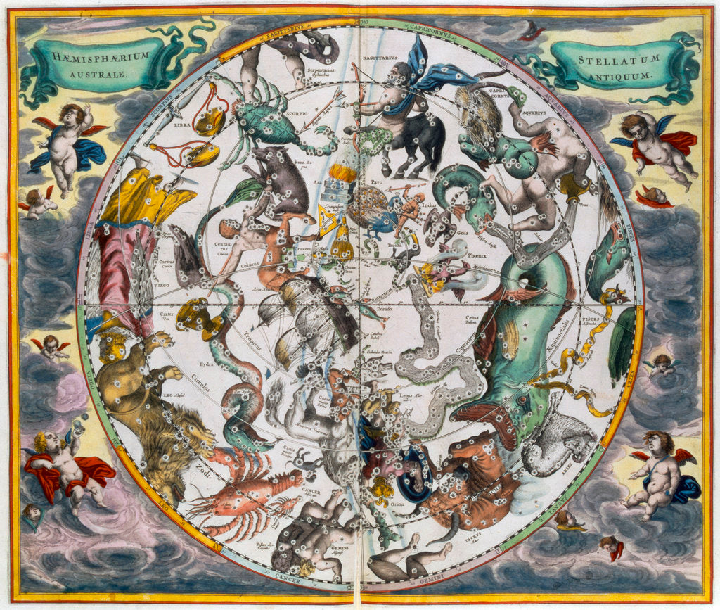 Detail of Map of the celestial Southern Hemisphere by Andreas Cellarius