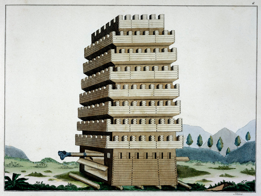 Detail of Moveable siege tower with outer galleries and a battering ram by Friedrich Martin von Reibisch