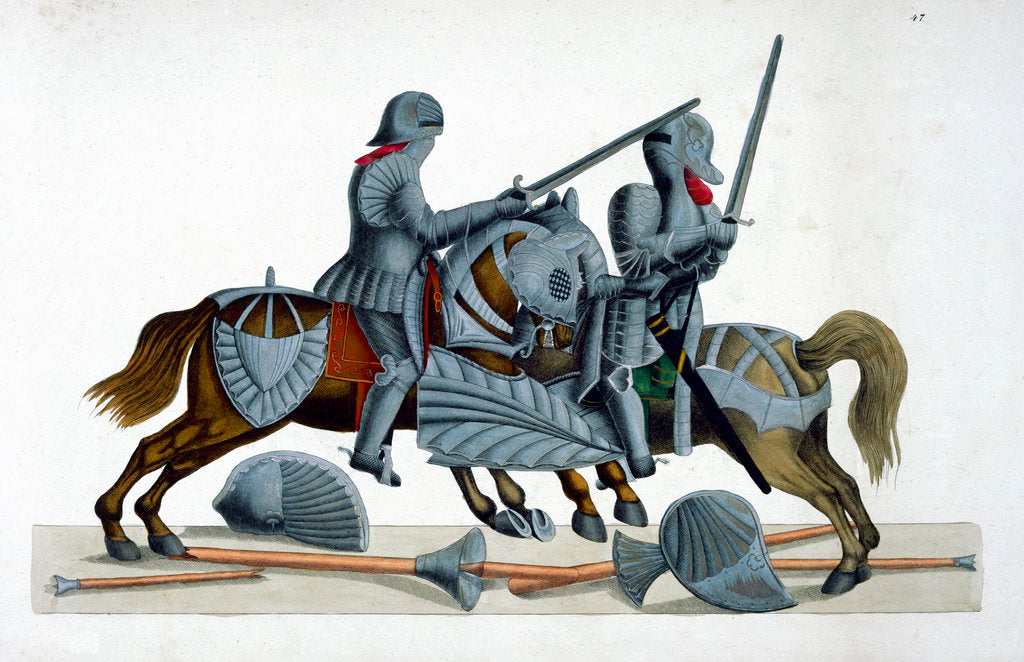Detail of Two knights jousting at a tournament by Friedrich Martin von Reibisch