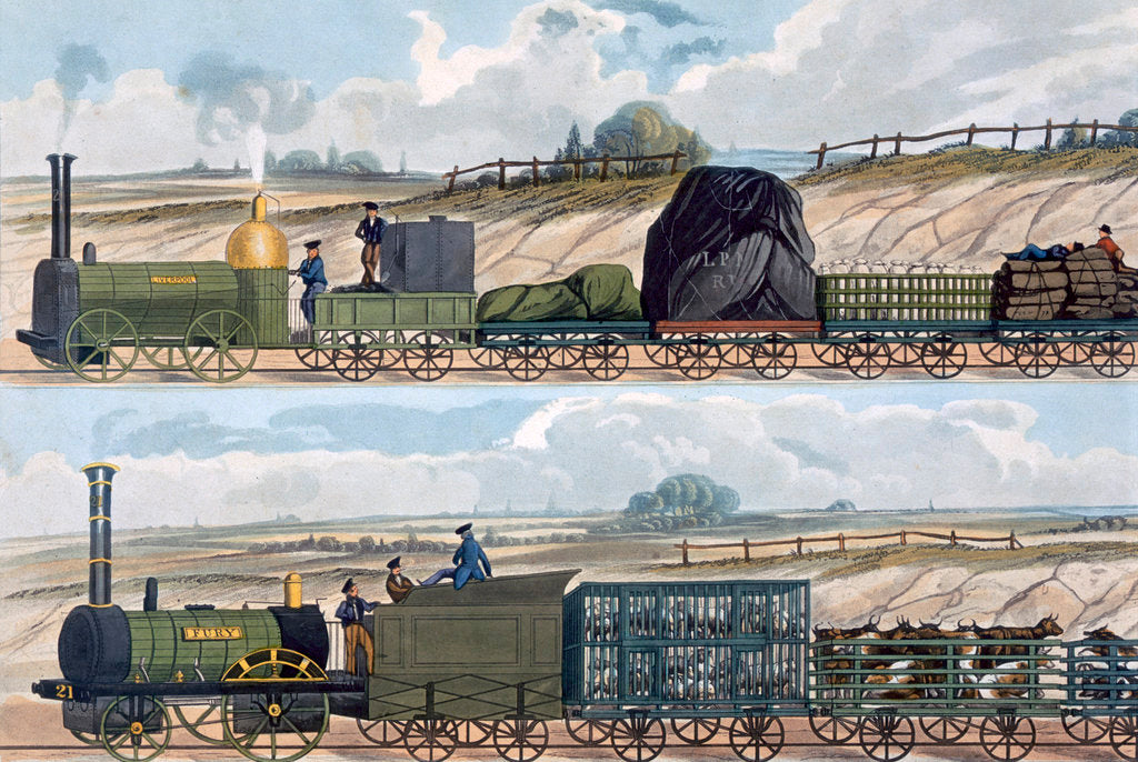 Detail of Trains on the Liverpool and Manchester Railway by SG Hughes
