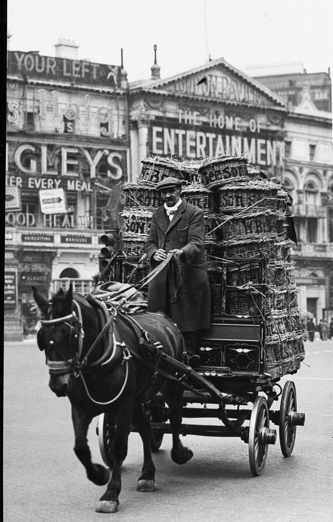 Detail of Horse and cart in Piccadilly Circus by Associated Newspapers