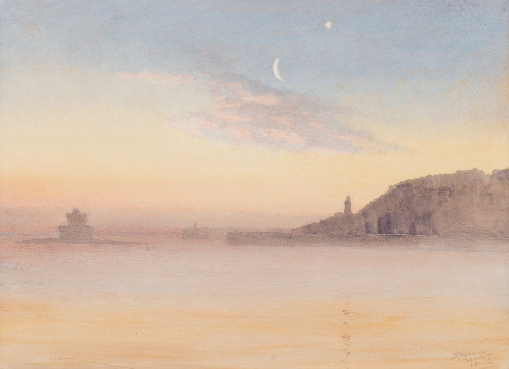 Detail of Calm winter morning, Douglas by John Miller Nicholson