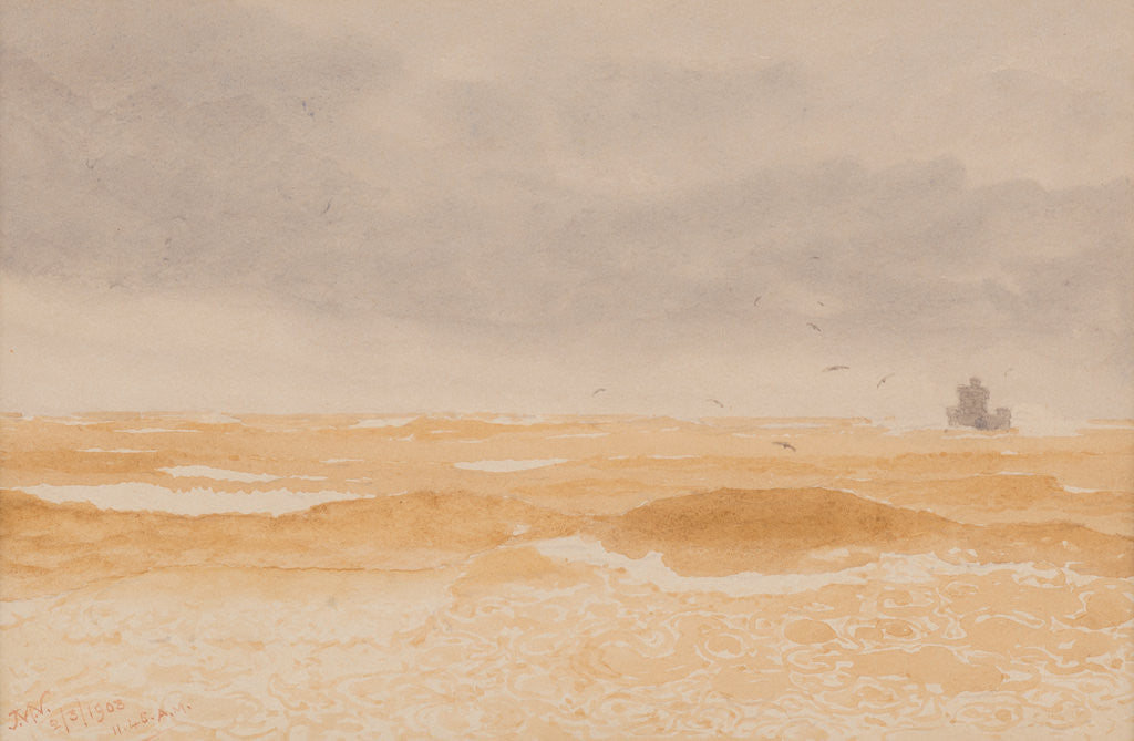 Detail of A wintery sea, Douglas by John Miller Nicholson