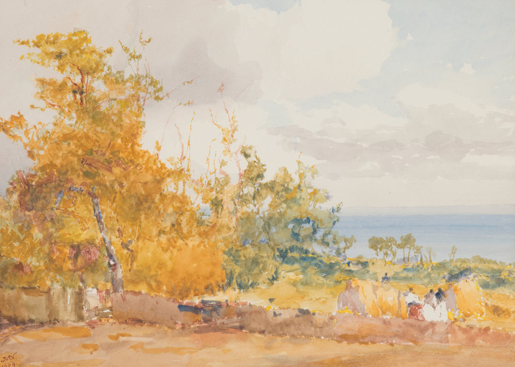 Detail of Harvest scene, Governors Road, Onchan by John Miller Nicholson