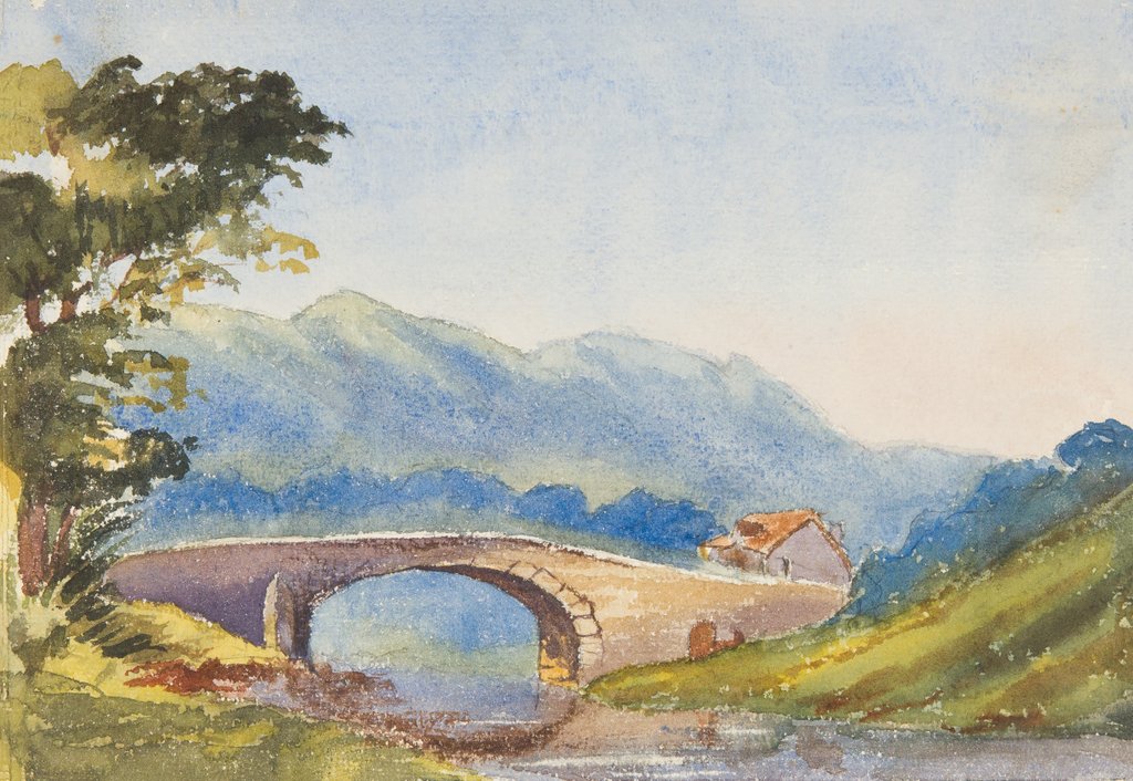 Detail of Manx Landscape with bridge by Georgina Gore Currie