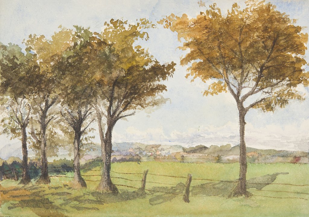 Detail of Manx Landscape with trees by Georgina Gore Currie