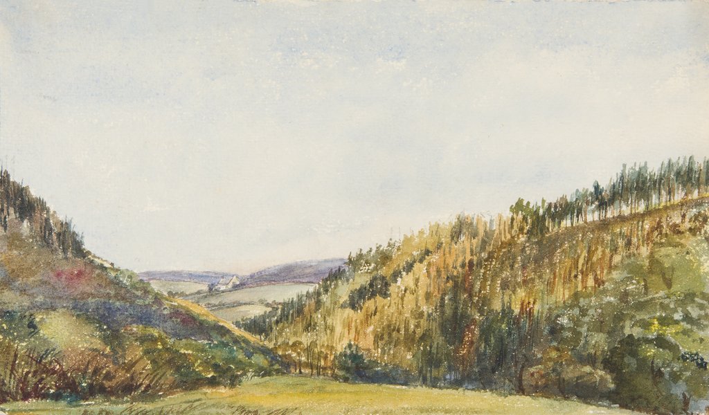 Detail of Manx Landscape with woodland by Georgina Gore Currie