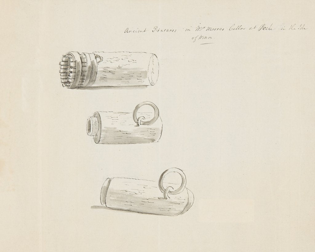 Detail of Ancient Petararos in Mr Moore's Cellar at Peele in the Isle of Man by Moses Griffith