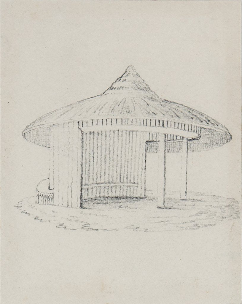 Detail of Sketch of a hut by Will Latham
